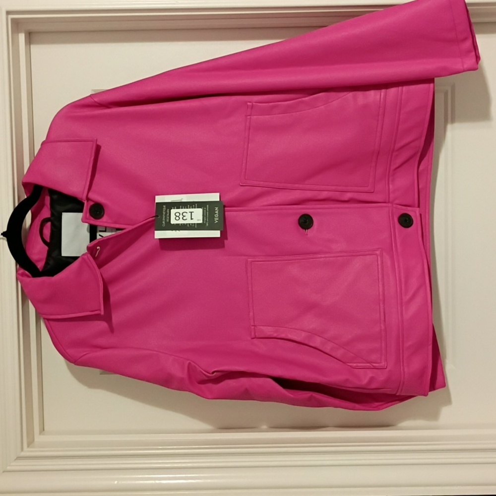 NVLT Anthropologie Jazzy Women's Size Large Pink Vegan Leather Jacket New - Picture 3 of 6